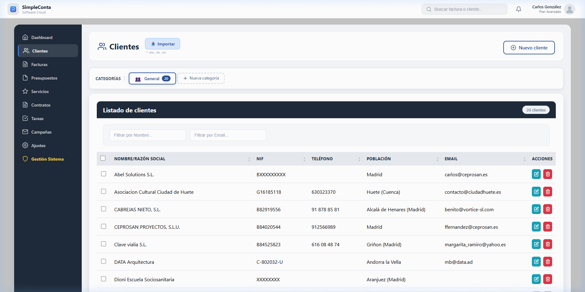 Gestión de Clientes